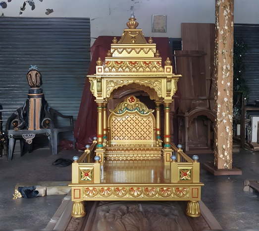 Wooden temple craftsmanship and detailing